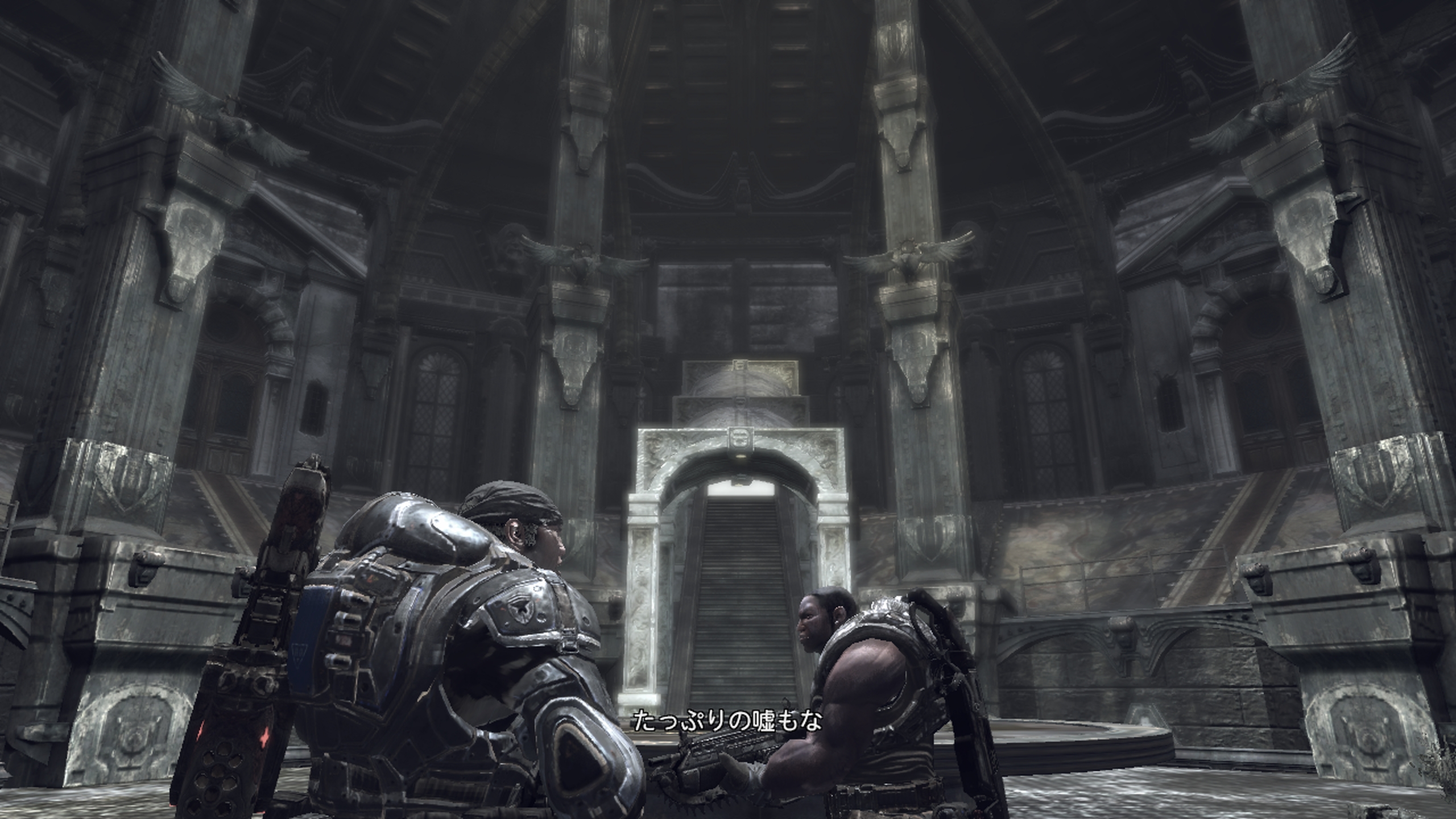 上がオリジナル版のステージで、下がリマスター版のステージ。照明の表現がリアルになったほか、そびえたつ柱が荘厳な銅像に変更している