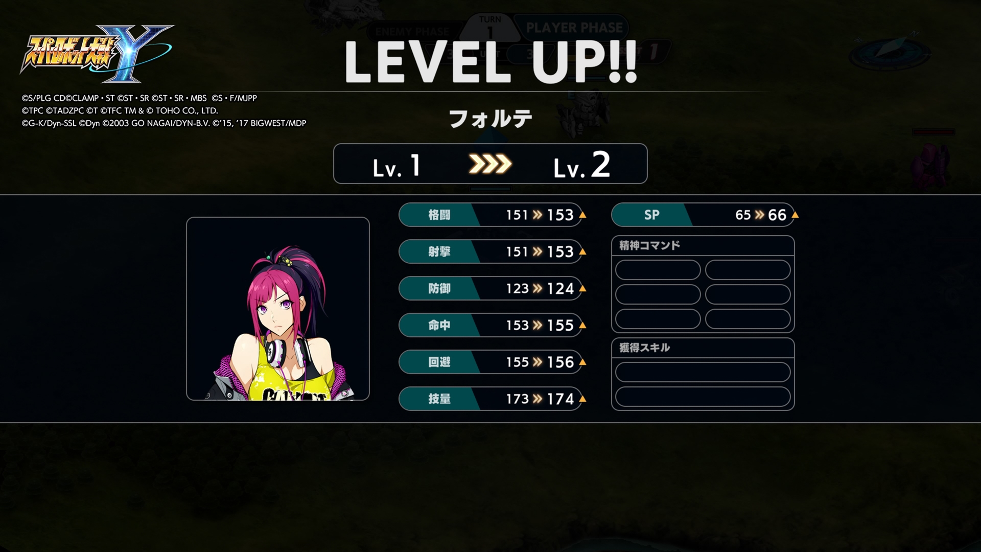 レベルアップ画面ではステータスを見ておこう