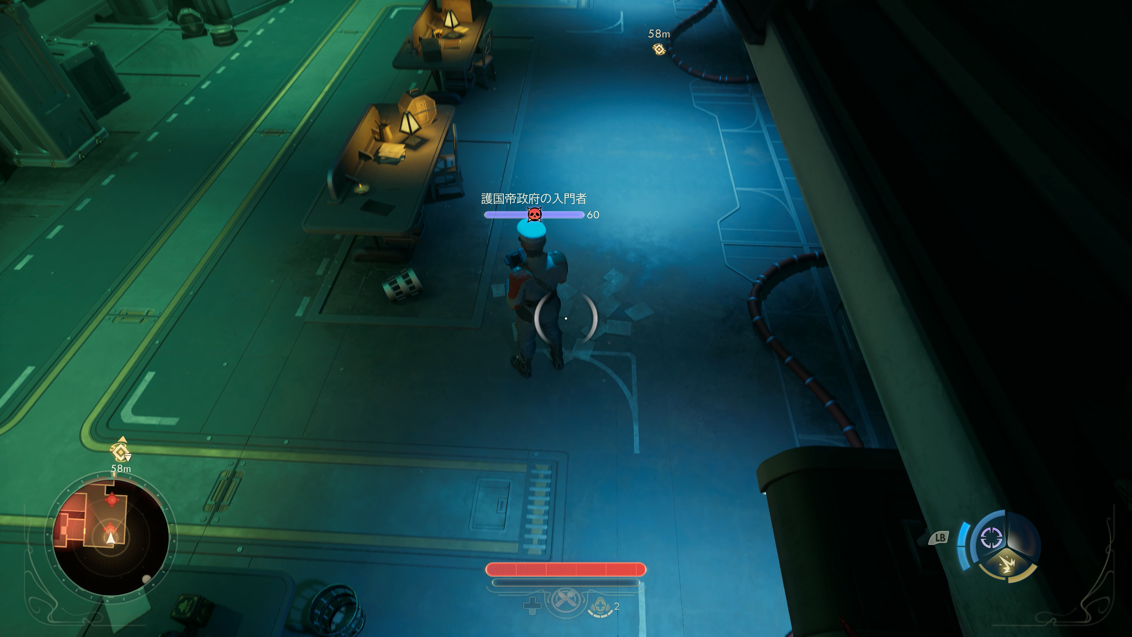 セキュリティルームへ向かう道はステルスアクションとなる。相手に発見されず、ルートを進んでいく