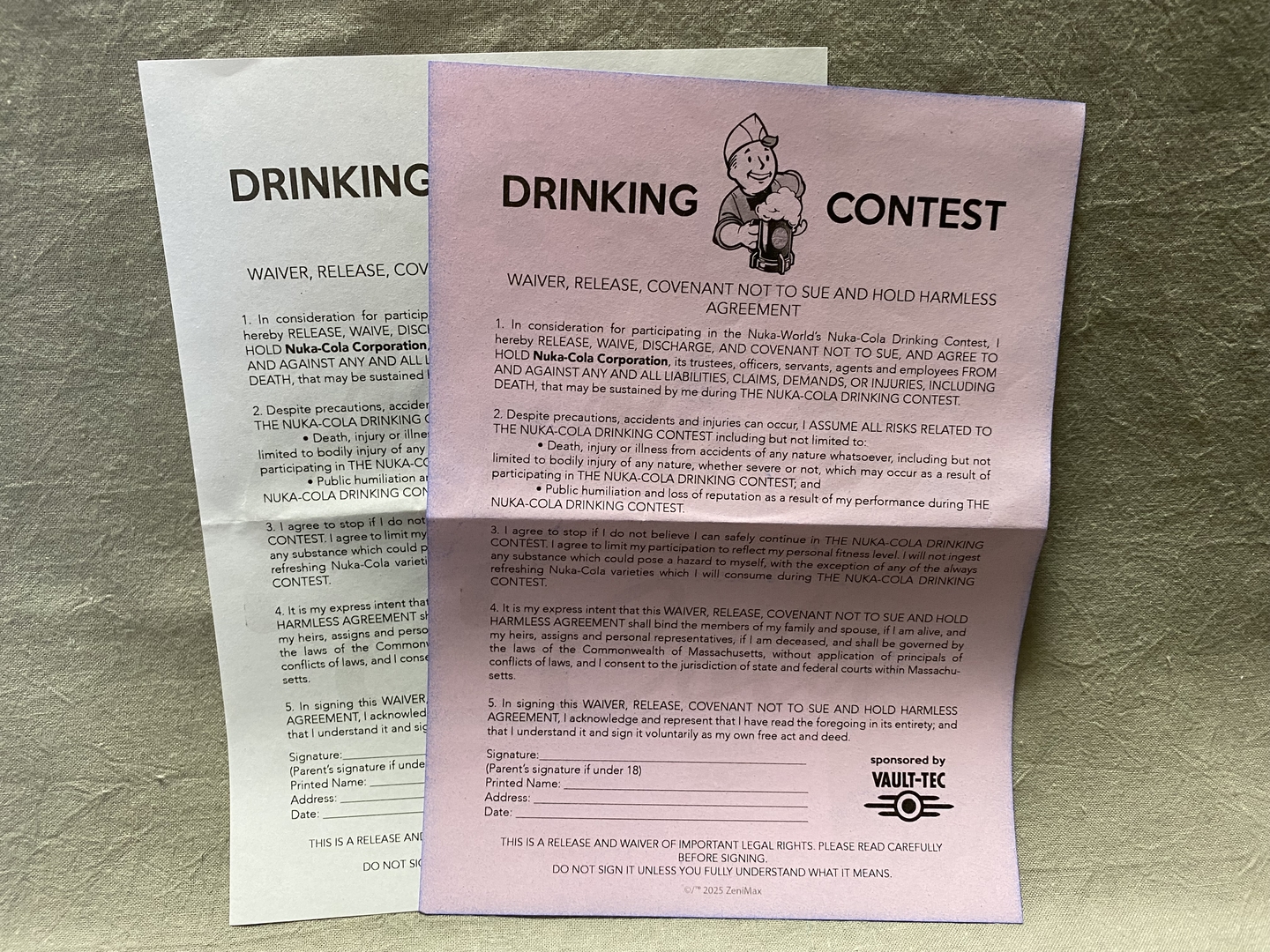 免責同意書らしく感圧複写紙らしきものも付いている