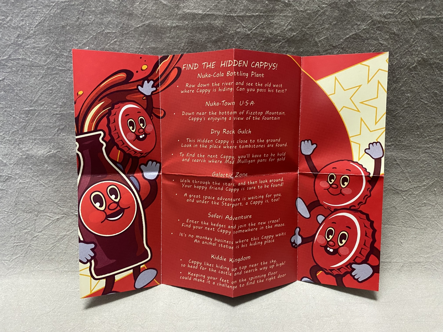 隠れキャッピーフライヤー。隠れている場所のヒントが書かれている