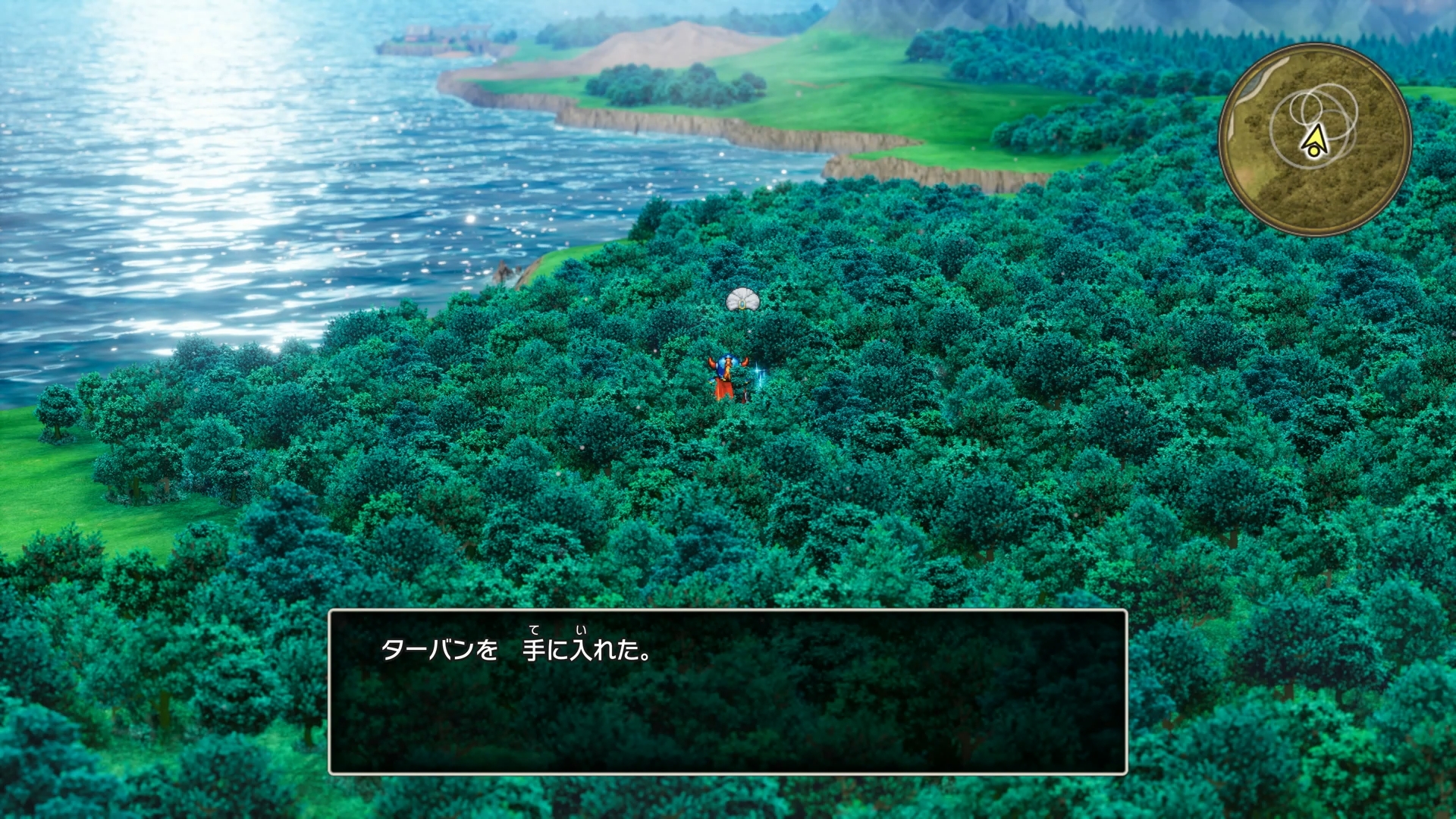 世界地図や画面右上のミニマップで輪が浮かび上がっている場所は、フィールドを歩くと光るエフェクトが見える。そこへ近づいて調べると、アイテムやゴールドなどを得られる。このような場所が何カ所もあるので、あちこち寄り道するモチベーションが上がるというものだ