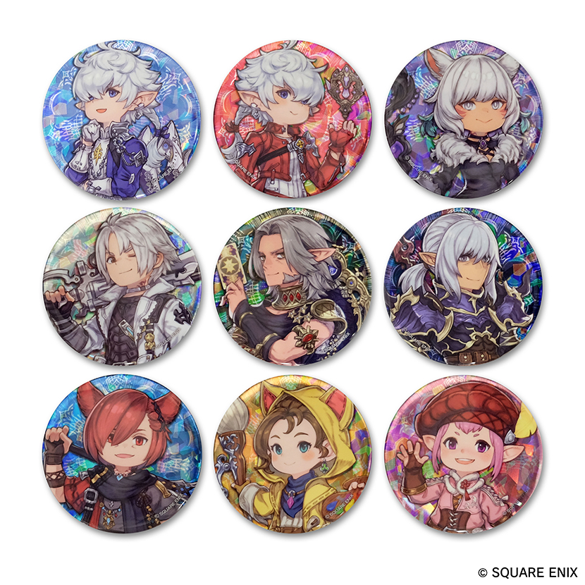 ファイナルファンタジーXIV キャラクター缶バッジ 価格：9個入りBOX 5,940円、単品 660円