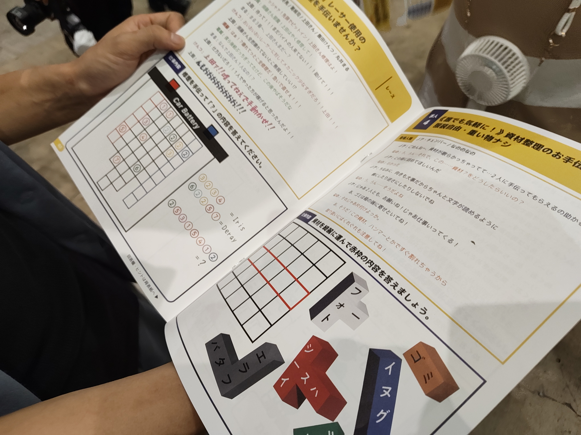 来場者に配布された小冊子「Yellow Page シティエリア版(ストグラフェス特別号)」は、中に色々な謎解きが求人として書かれており、全てクリアすると謎のブースに行くことができるようだ