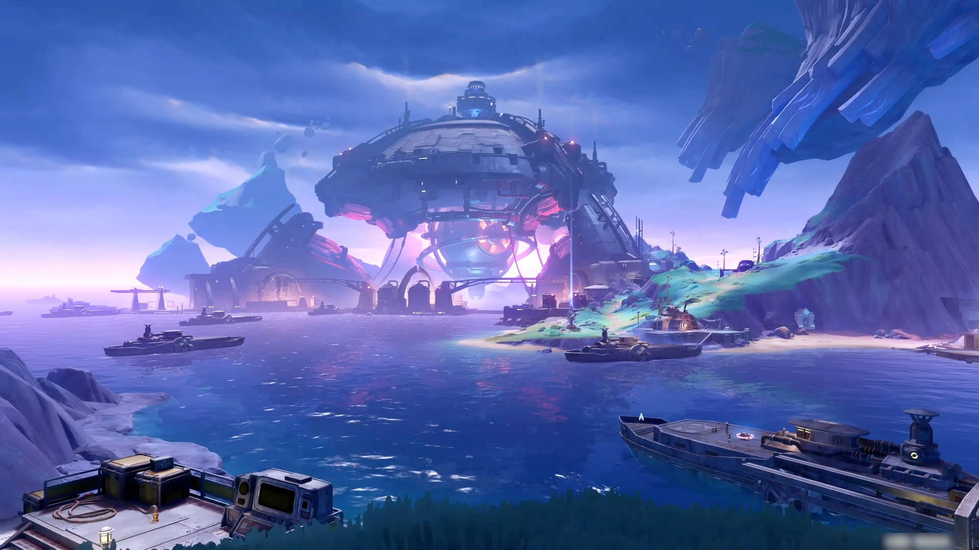 パハ島の外観。島はほとんどファデュイによって要塞化されている