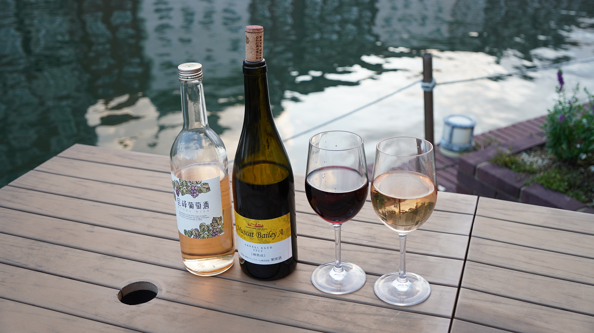 マスカットベーリーAワインと巨峰葡萄酒