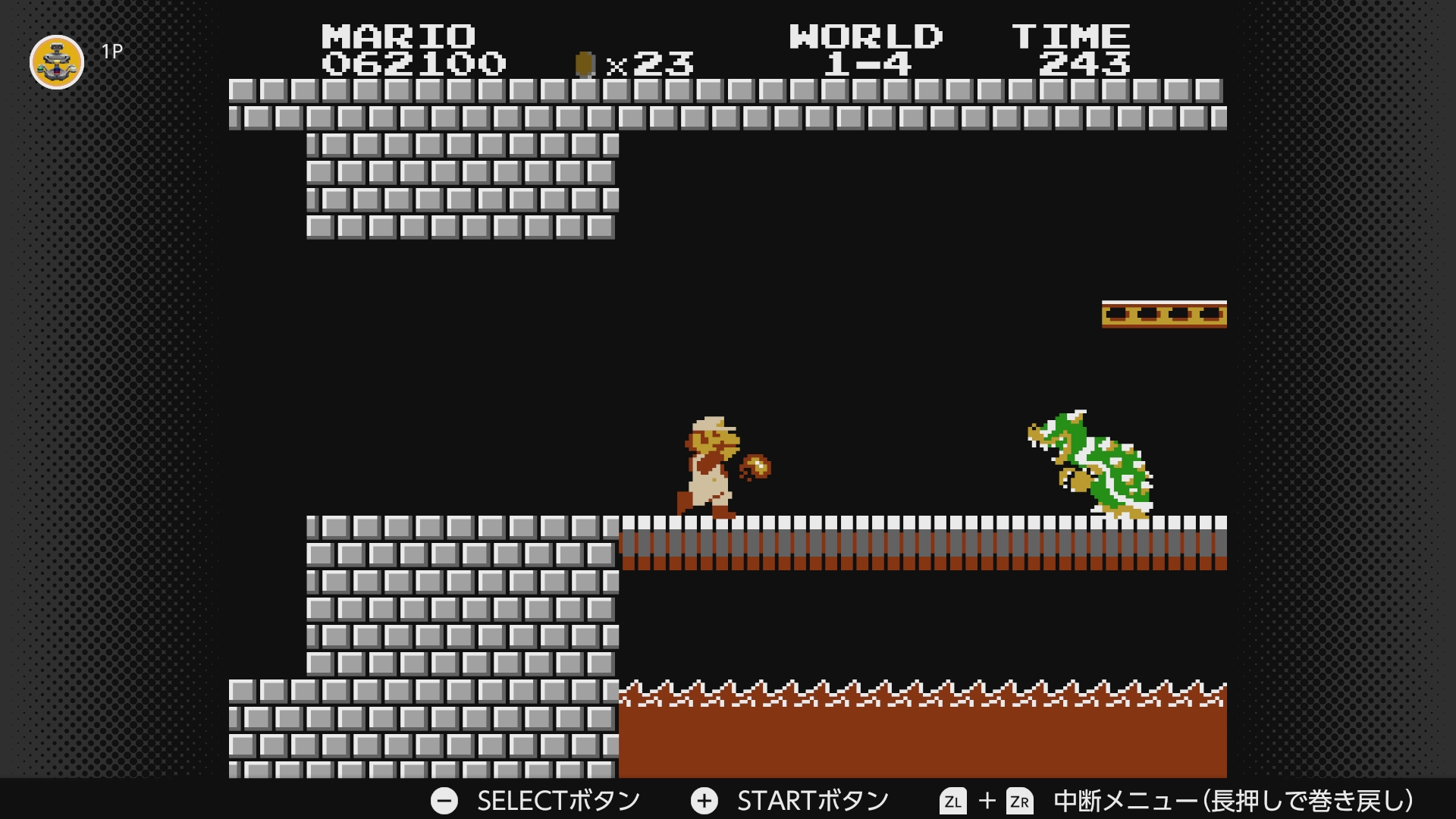 宿敵のクッパ。8−4で待ち構えているもの以外は全てニセモノで、ファイアマリオで倒すと正体が分かる