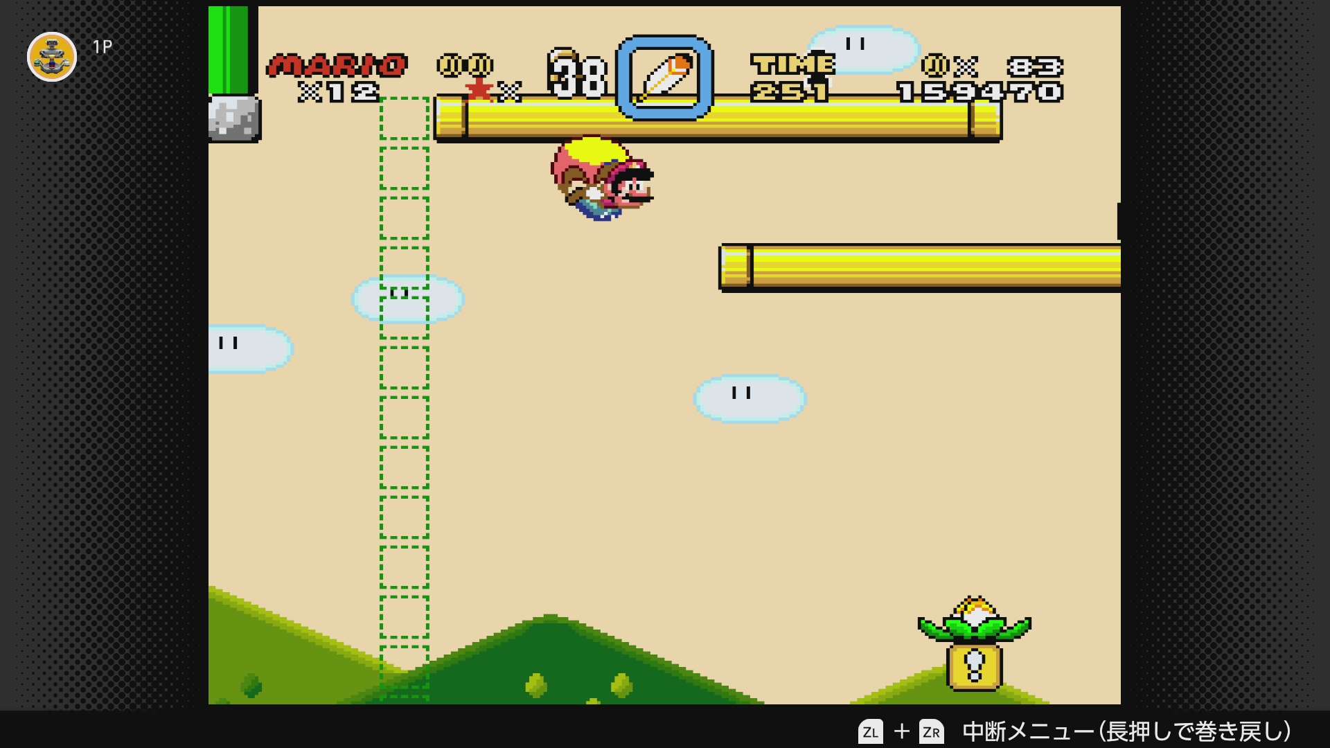 主なパワーアップはマントマリオ。飛行からの滑空アクションにより、普段は行けないところに飛んでいける