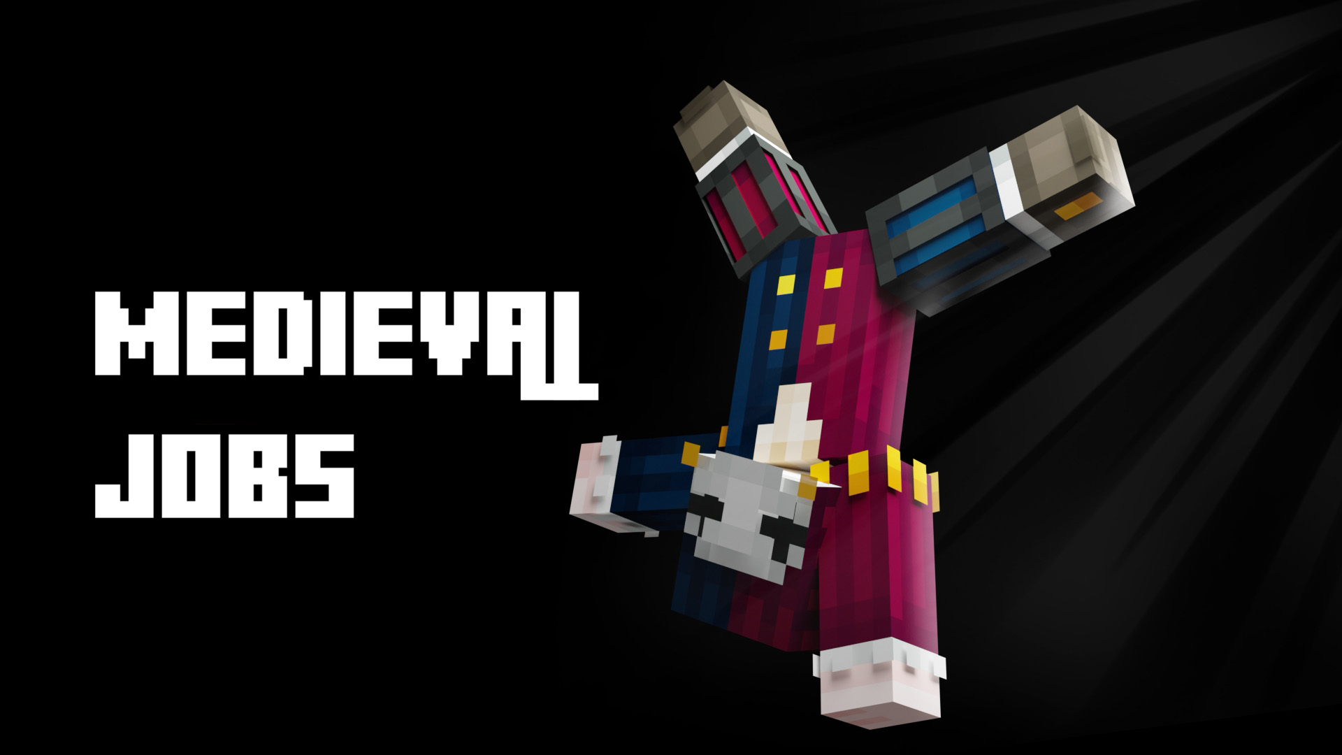 金の差し色と立体感のある二重ズボンが目を引く宮廷道化師