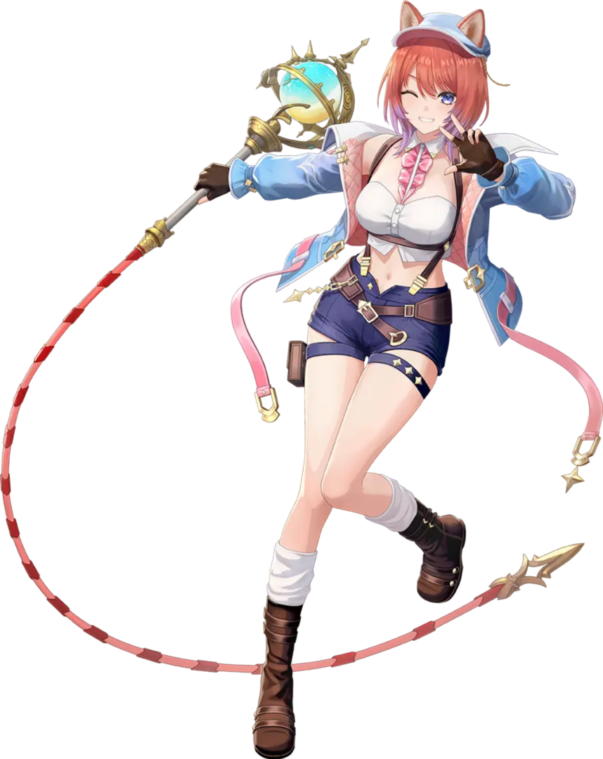 ハルフェン出身の冒険者で、町の復興計画を聞いて祖父の残した店の再開と、災害が起きた原因を調べるために故郷へと舞い戻る。もう1人の主人公・スレイと出会うことで、錬金術の才能に目覚める