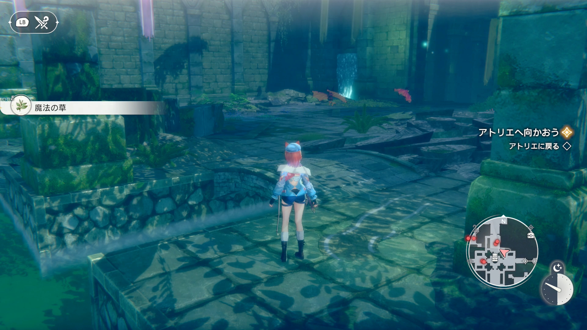 素材やクエストは、追跡をかけることで迷子にならなくなる。右下に表示されるミニマップは、左スティックを押し込むことで3段階に大きさを変えられるのも便利