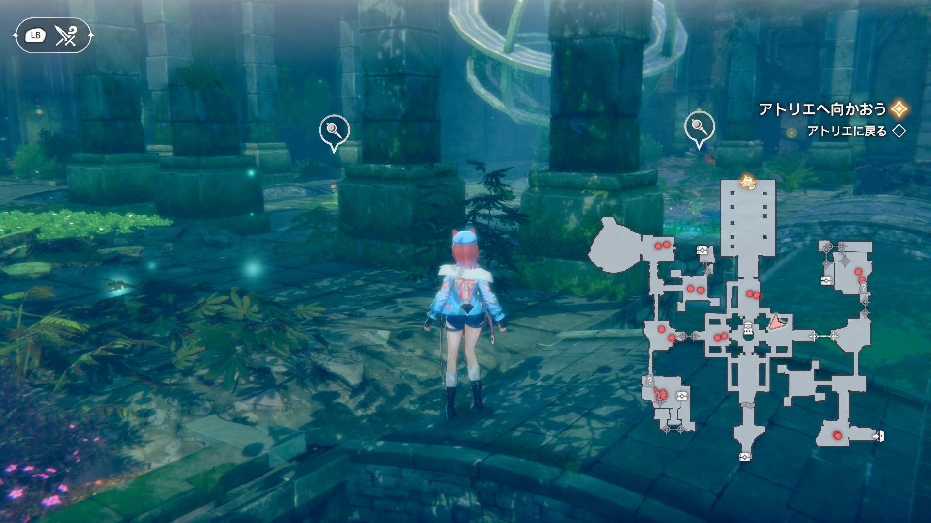 素材やクエストは、追跡をかけることで迷子にならなくなる。右下に表示されるミニマップは、左スティックを押し込むことで3段階に大きさを変えられるのも便利