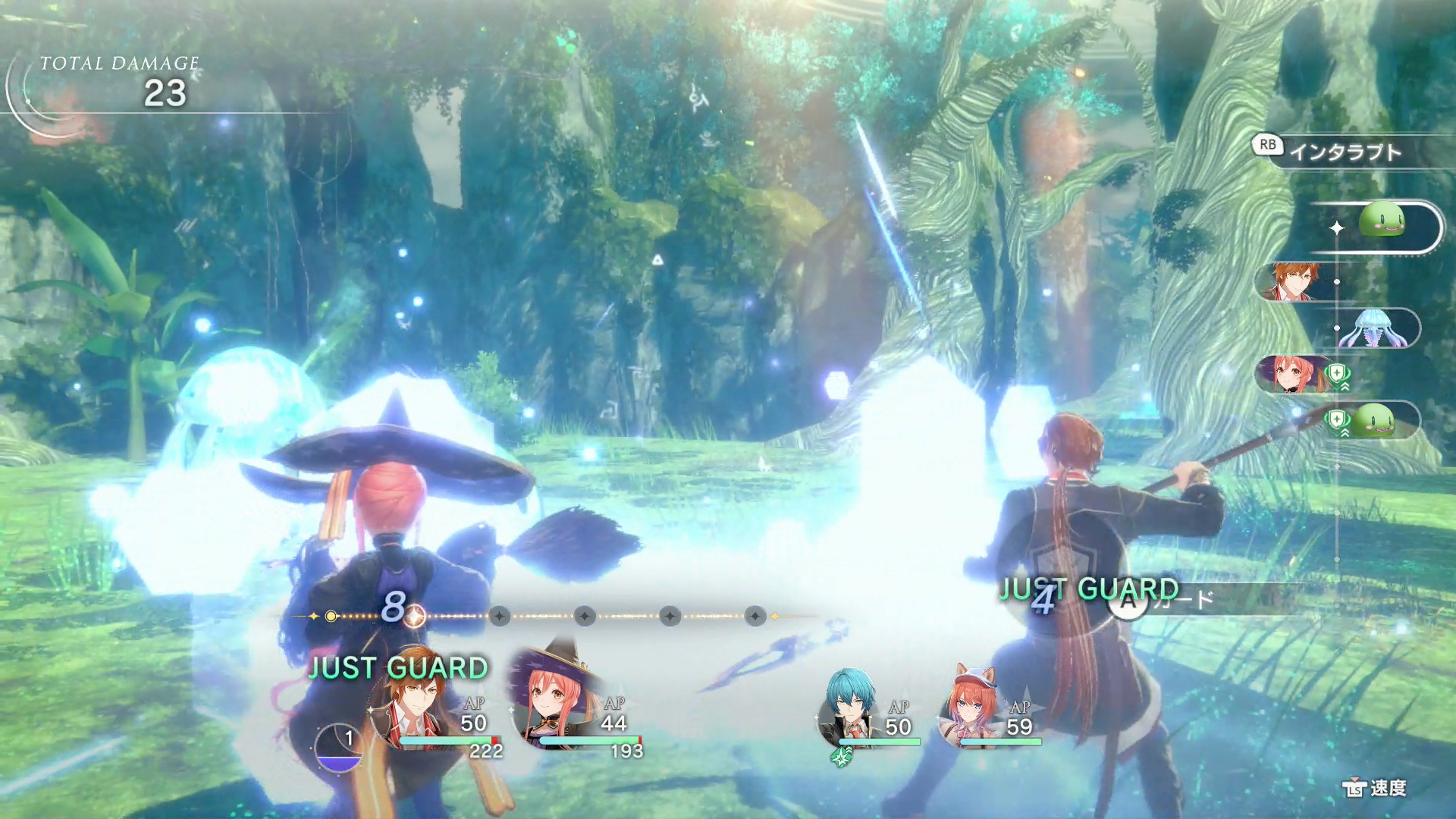 敵の攻撃が赤く光ったタイミングでAボタンを押せばジャストガード発動だが、失敗すれば通常のダメージを受けてしまう諸刃の剣。押しっぱなしでガードするのも良いが、アクションゲームの腕に覚えがあるなら、全戦闘でジャストガードを決めたいところ