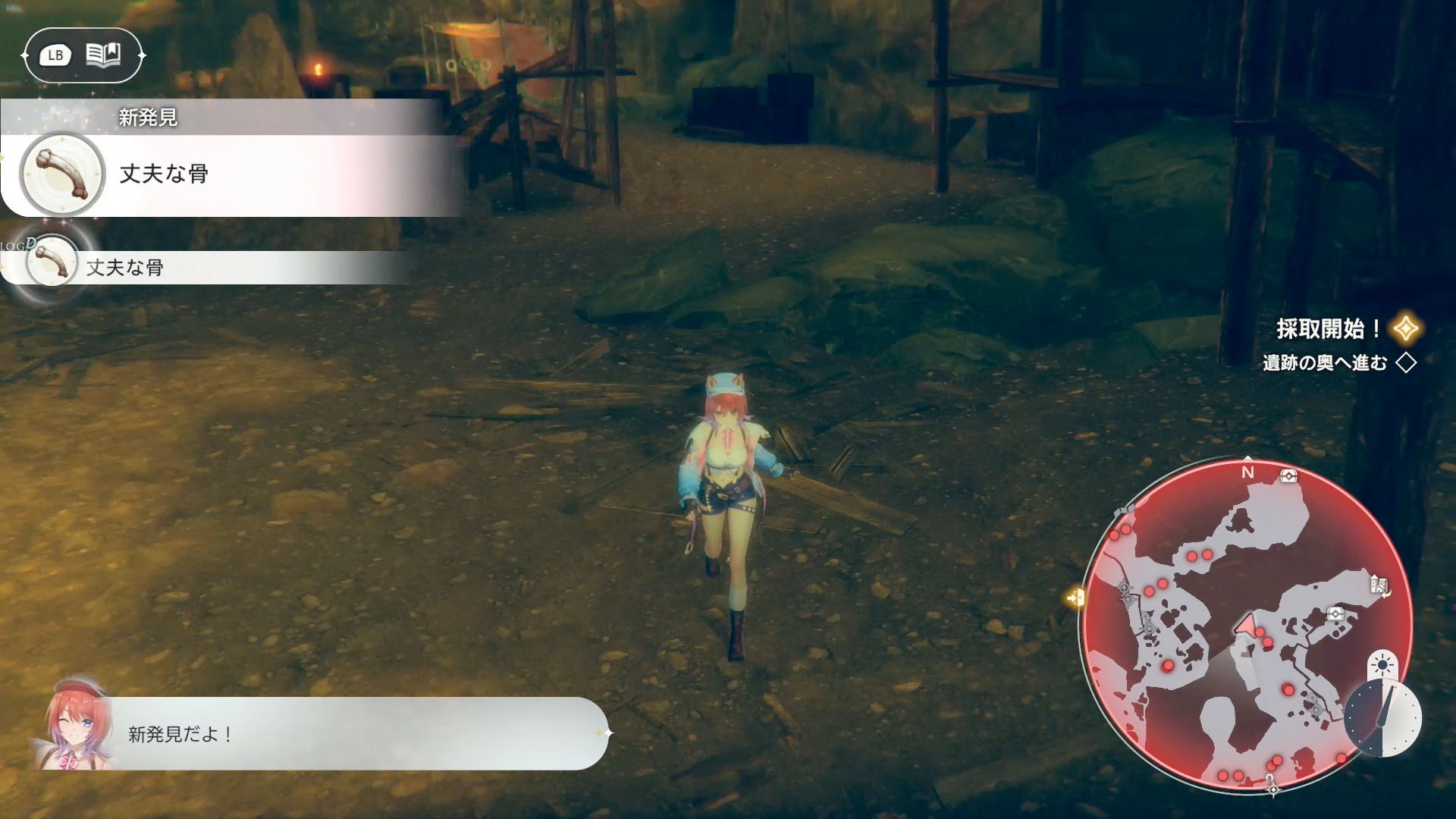 ミニマップを小または中サイズで表示していると、敵の接近時に枠を赤く光らせて教えてくれる。採取中にヒッソリと背後から忍び寄ってくる敵もいるので、この機能には何度も助けられた