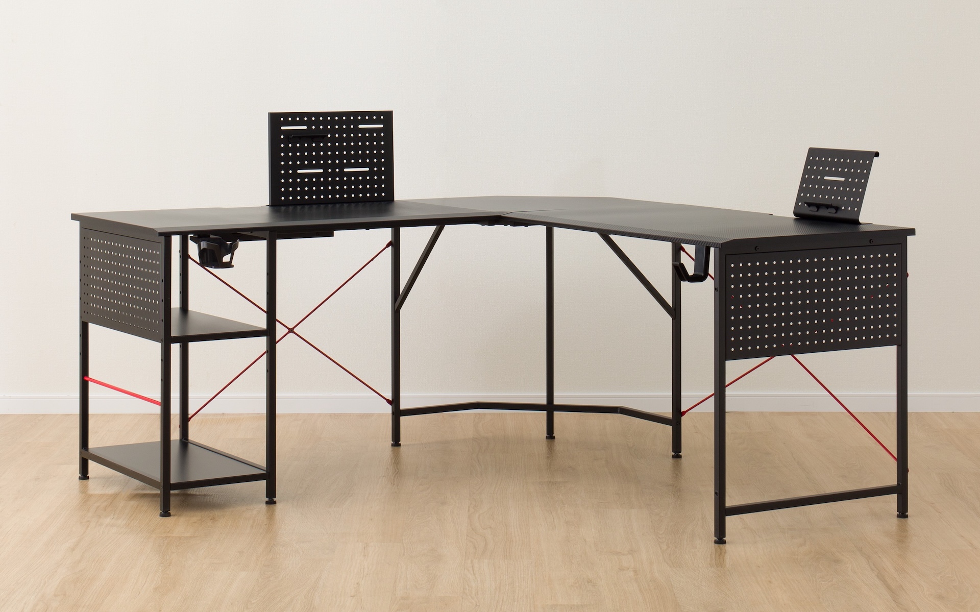 ゲーミングL型コーナーデスク（GM003 160 BK/RE） 期間限定価格 32,990円（2,000円お得）