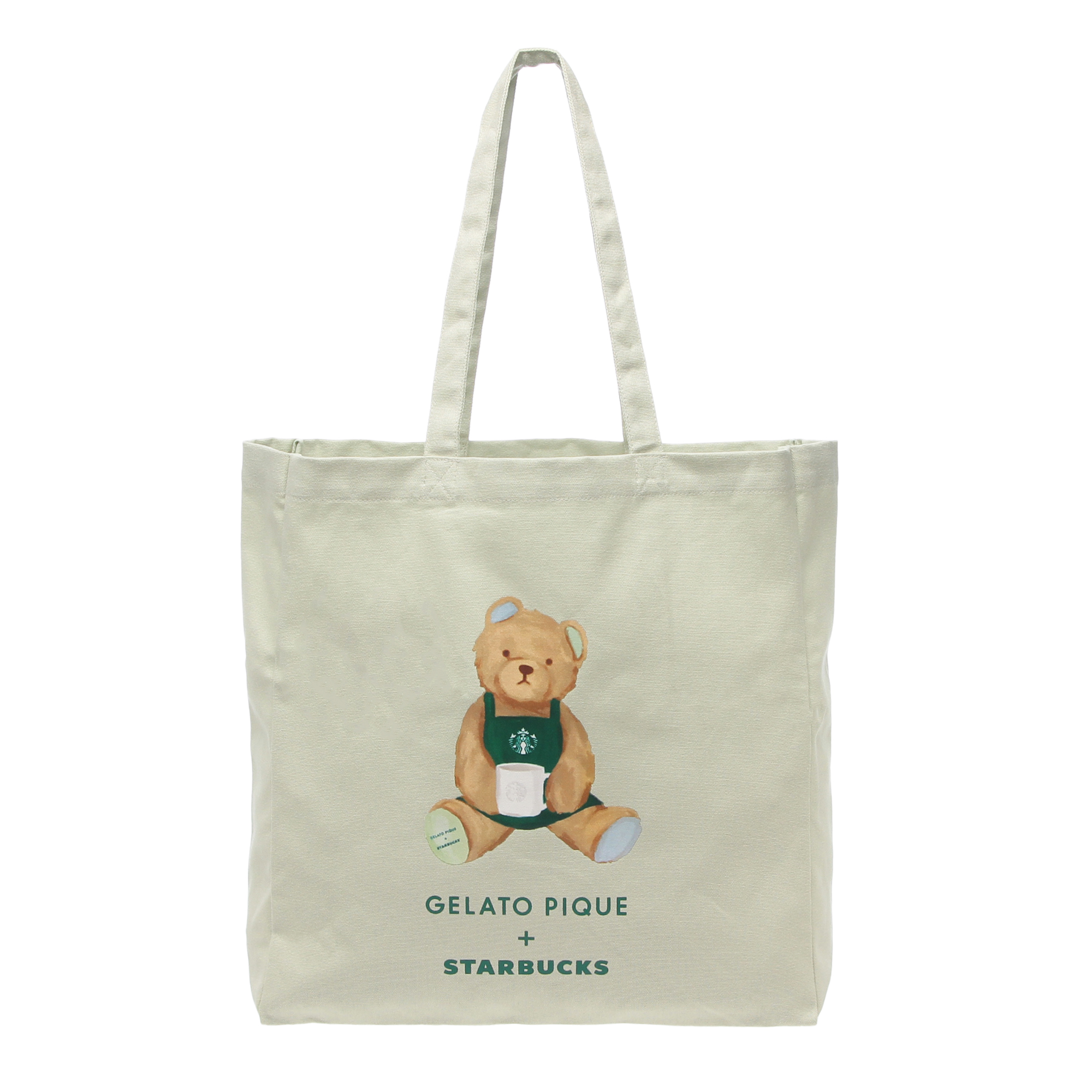 「gelato pique ベアプリントマチ付トートバッグ ミントグリーン」 4,900円