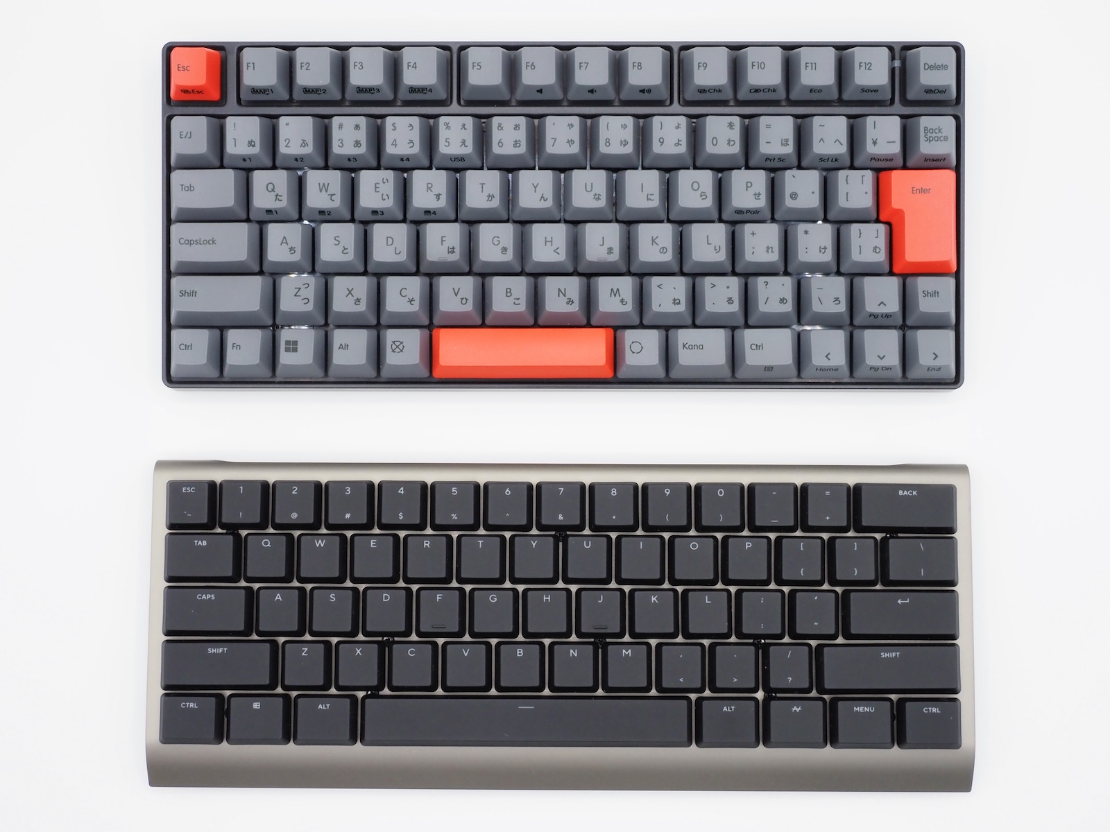 70%サイズ（REALFORCE RC1／JIS配列）と比較。サイズ感が同じくらいになってきた