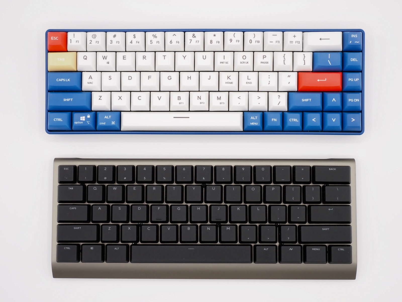 65%サイズ（ZM-K610／US配列）と比較。相手が特殊レイアウトということもあるが、「ZENAIM KEYBOARD2 mini」はもう1段階小さい60%サイズとなる