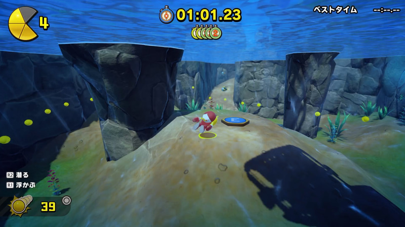 走ったり飛んだり泳いだりと、いろんなステージをこなしていくうちにみるみるプレイが上達していくのを感じられる