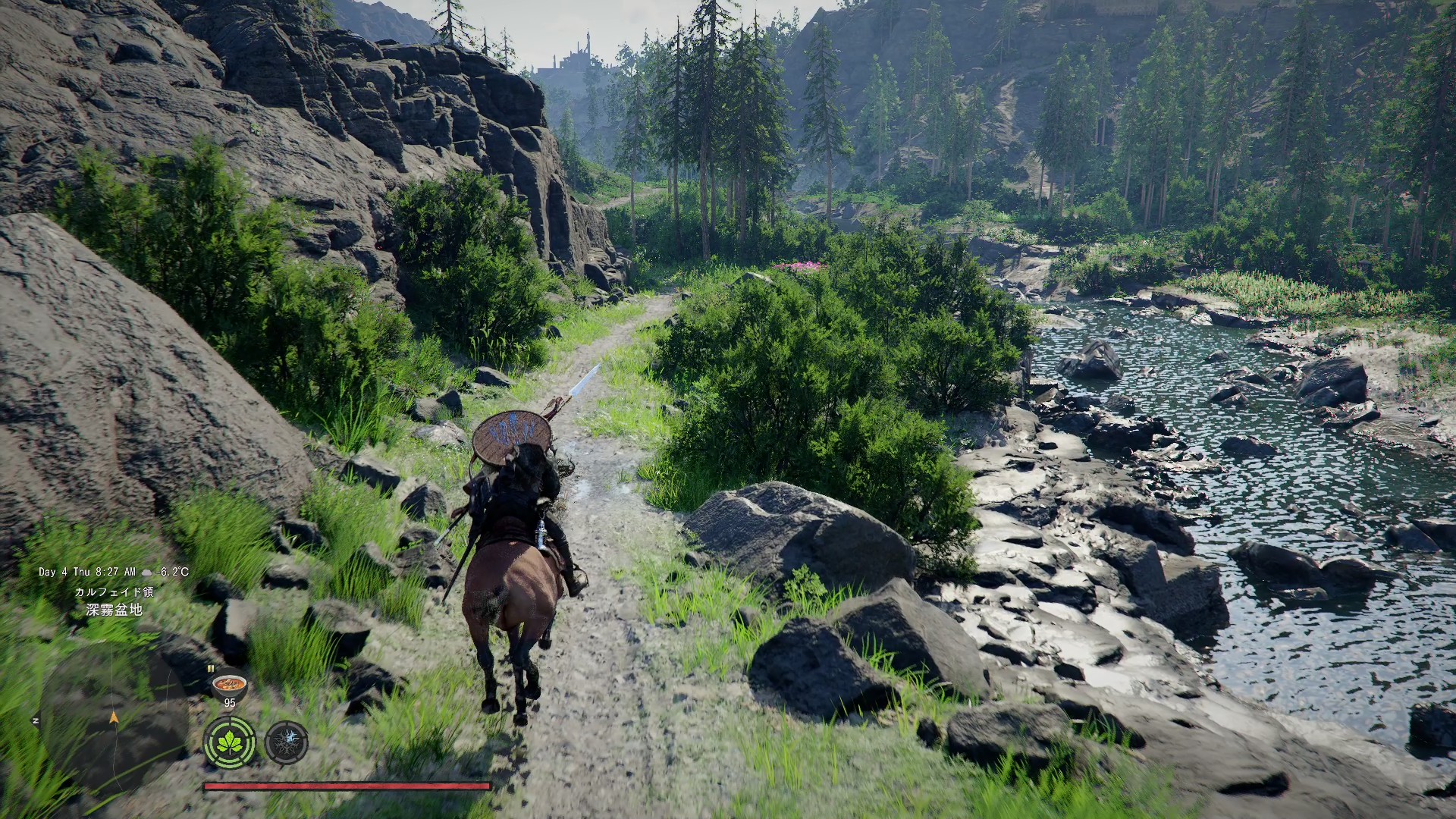 水面の反射がリアルな川