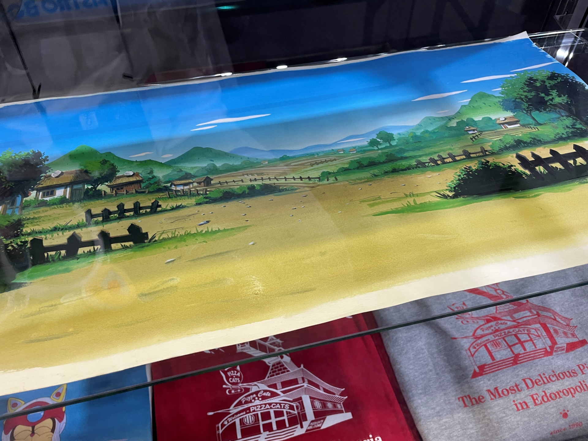 展示されている背景画。鈴木典孝氏がゲームのために描いた、ある意味オリジナル版