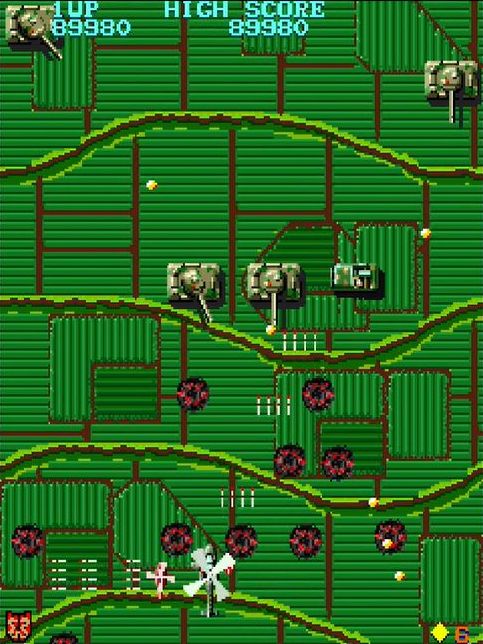 赤色のブロック破壊後に出現したリトルヘリは左右（※合体した側）にショットを放つ