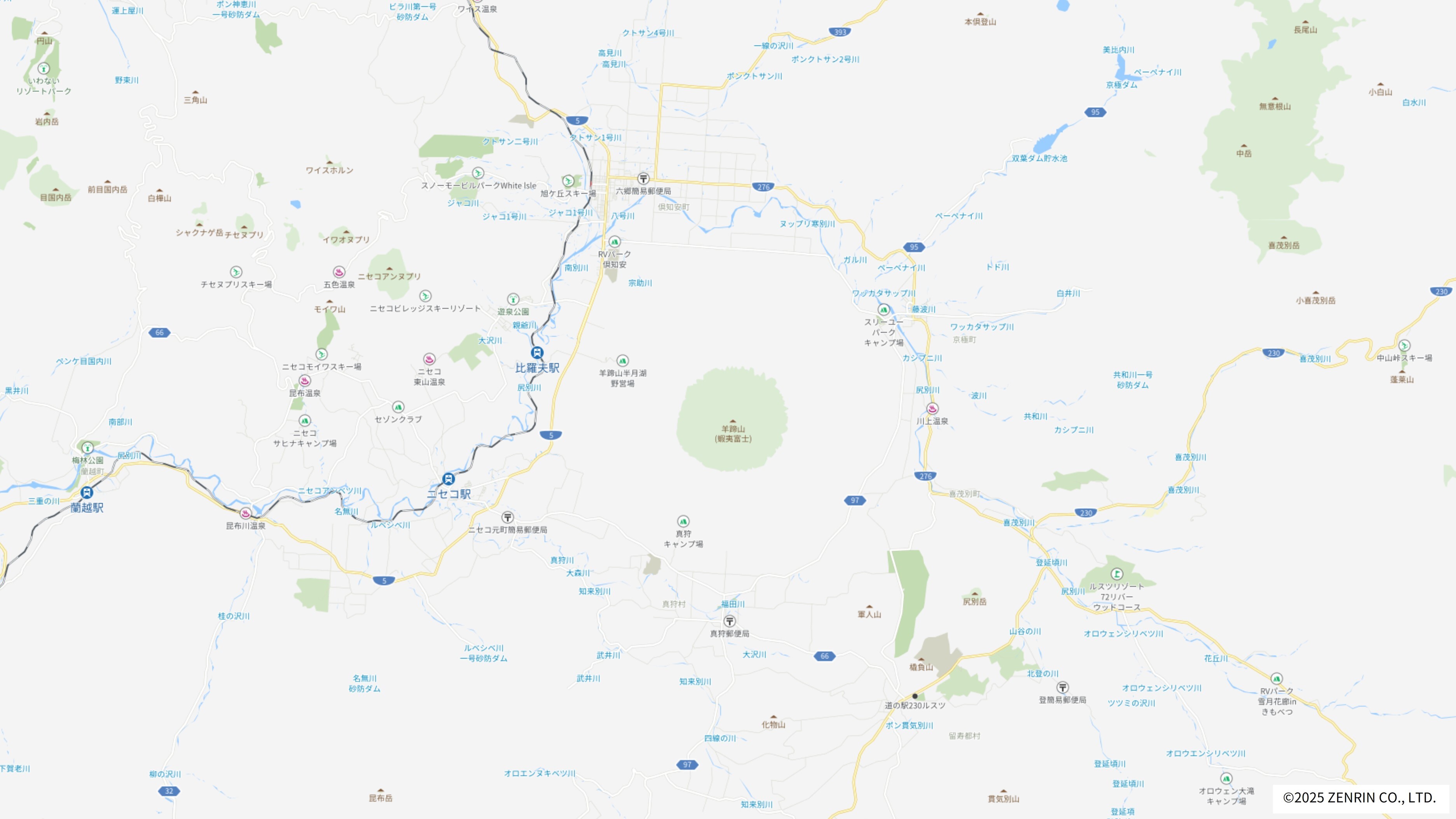 ゼンリン公式Xが投稿した羊蹄山周辺の地図