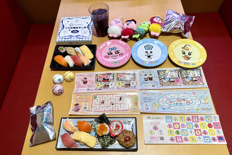 おぱんちゅうさぎ　スシロー限定コラボ　お皿3枚　　マスコットコンプリートセット スシローの「おぱんちゅうさぎ」メニューやグッズを撮り下ろし