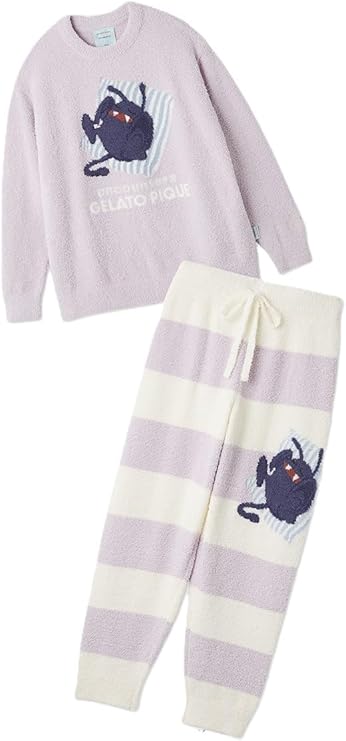 【レディース】ベビモコプルオーバー&ボーダーロングパンツセット