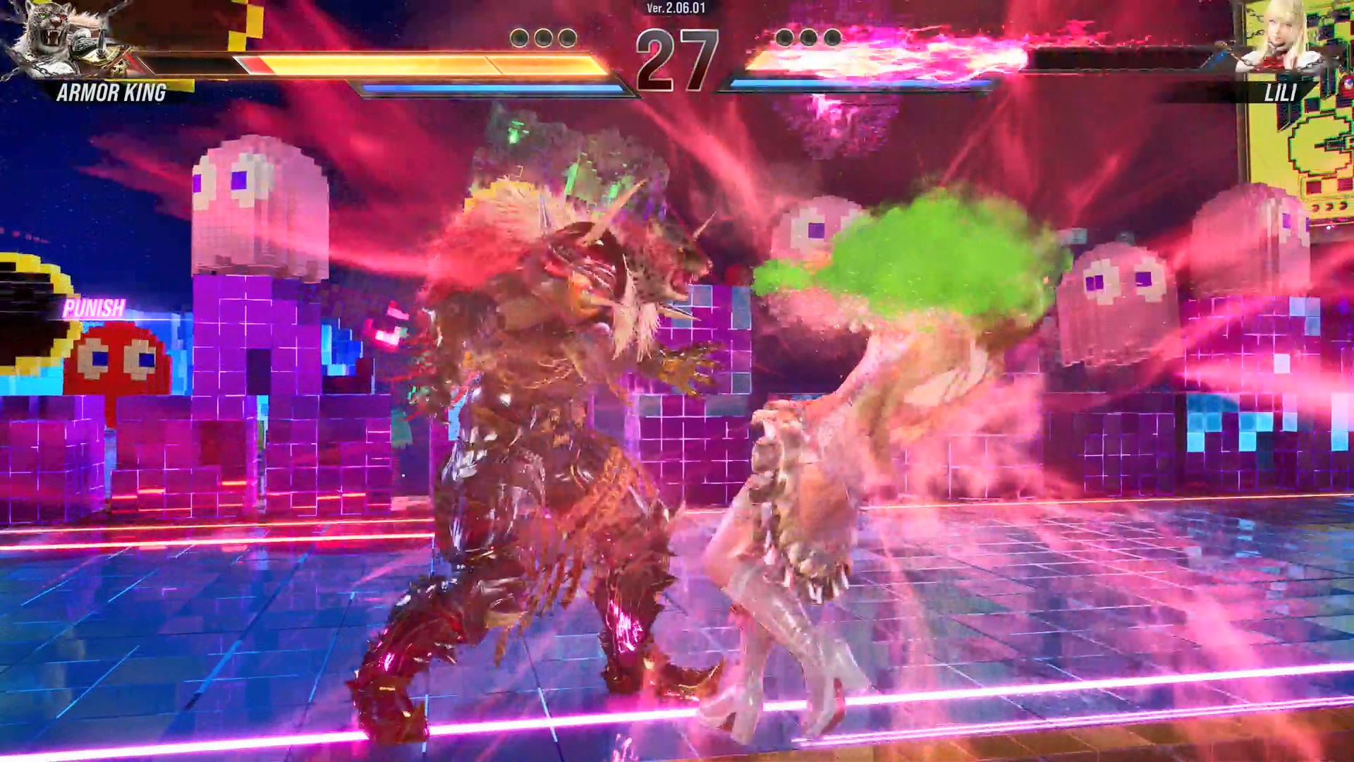 アーマーキングのグリーンミスト！決まると相手の目に一定時間、緑色の霧がかかった状態となり、投げ抜けが行なえなくなる