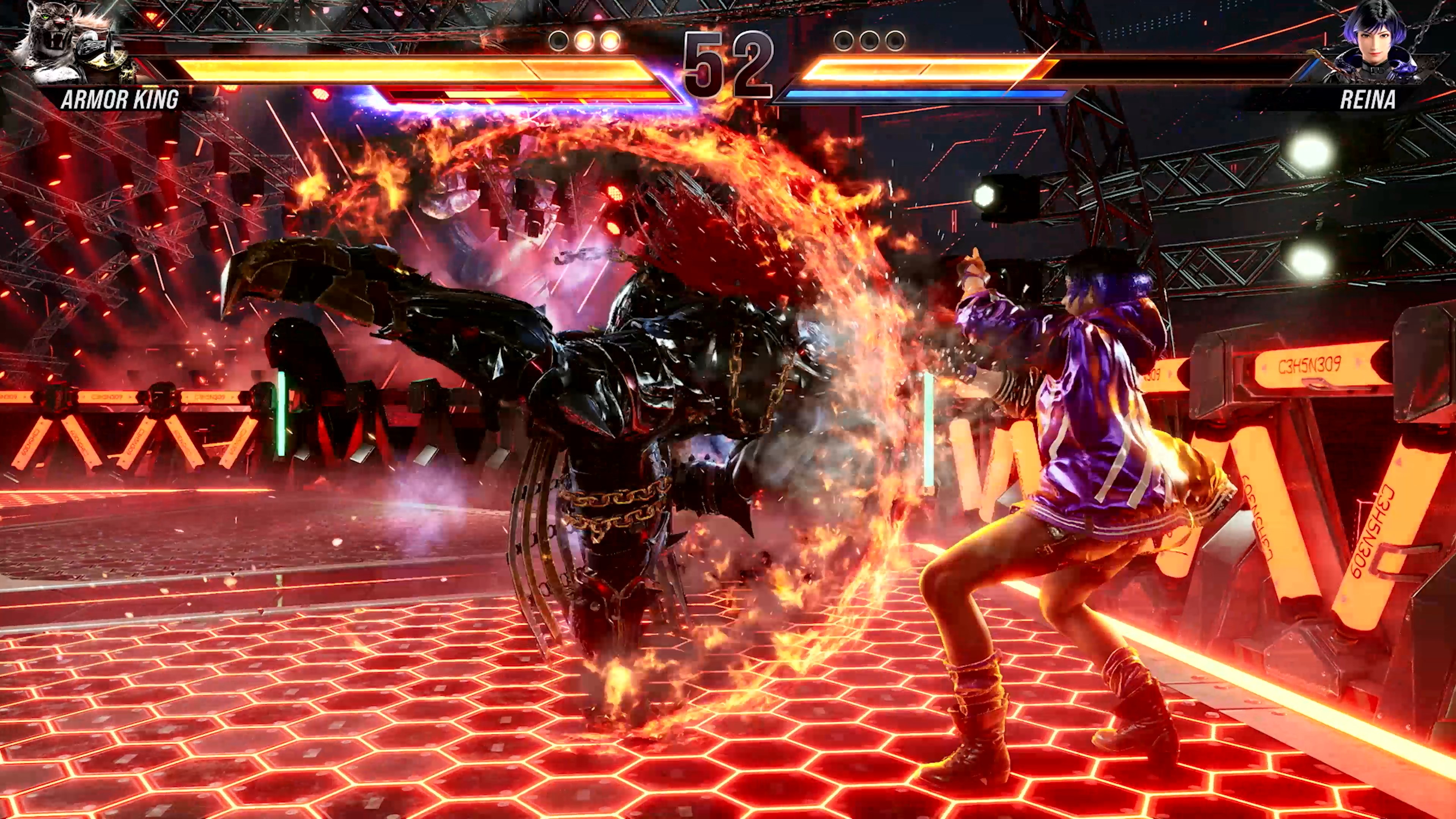 ヒート発動時は打撃技の一部が火炎攻撃となり、ダメージが上がる