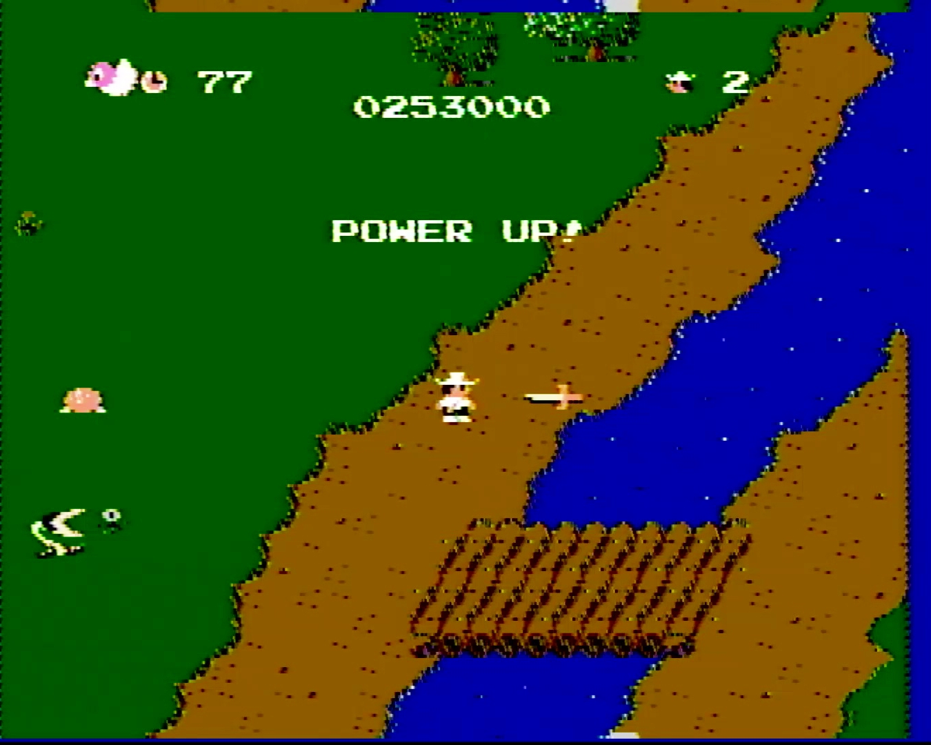 パワージュエルとパワーソードの2つのパワーアップアイテムの出し方がゲーム進行のカギに。出すにはナイフを外さずに敵を4体倒さなければならない