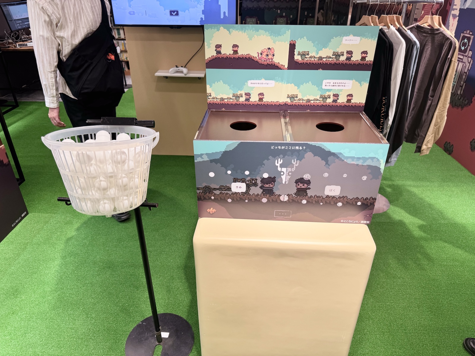 キャラクターや、ゲーム内でも登場する重要な選択肢をリアルに体験できるような展示も