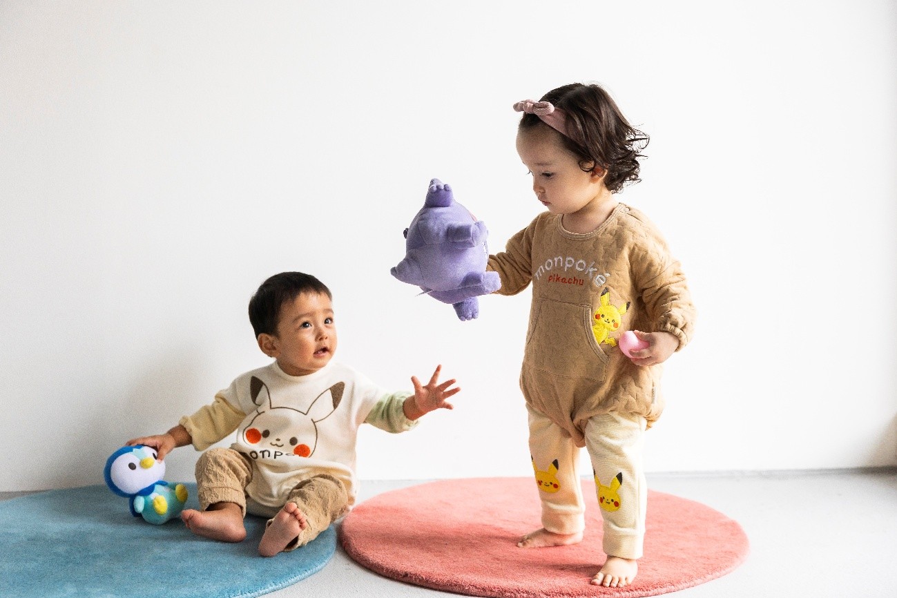 さがら刺繍ロンパース＆レギンス／ポケット付きロンパース＆レギンス（犬印本舗）／洗えるぬいぐるみ ポッチャマ、ゲンガー（セキグチ）