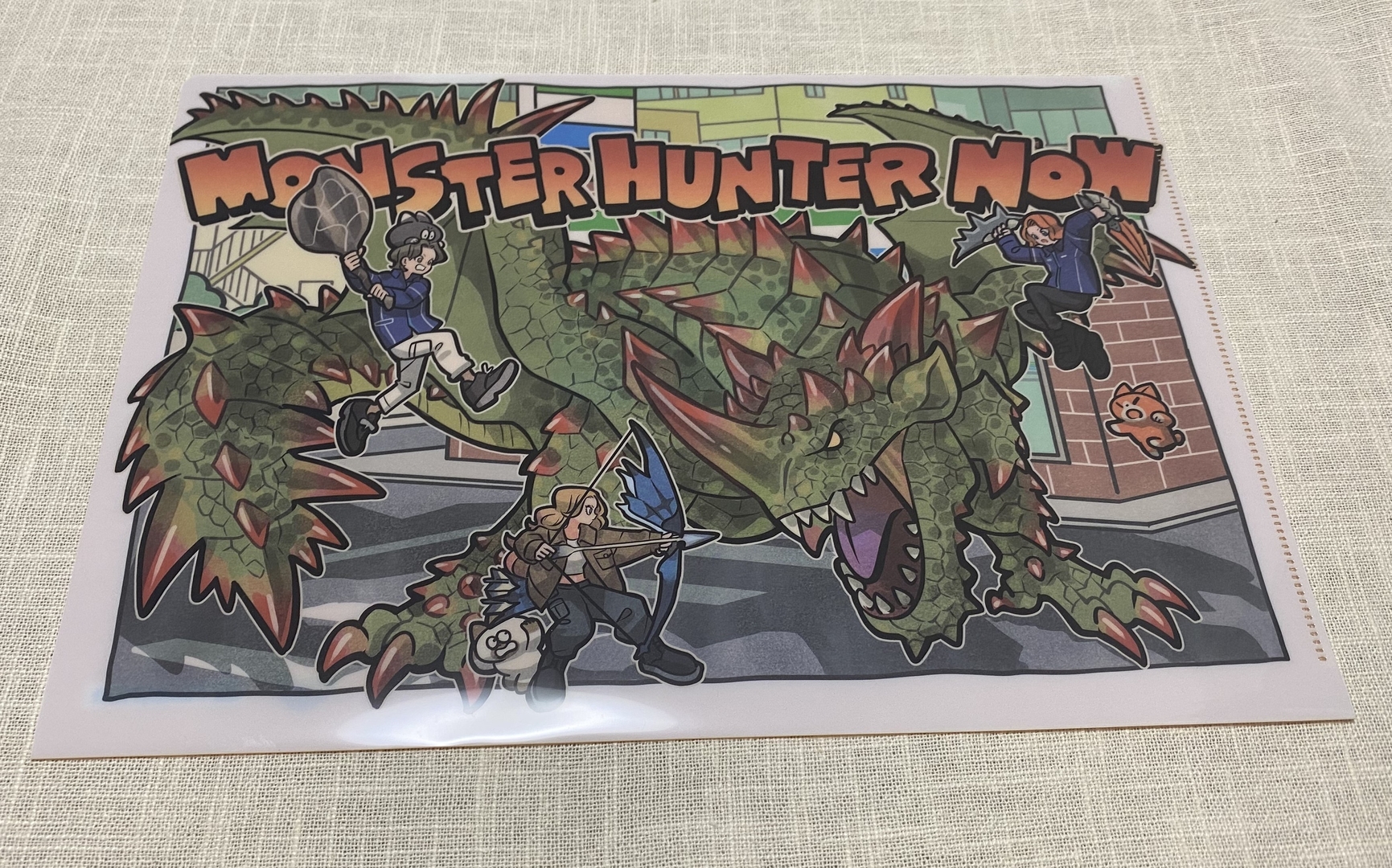 （表面）エスピナスとハンターたちがファミリーマートの前で戦っている