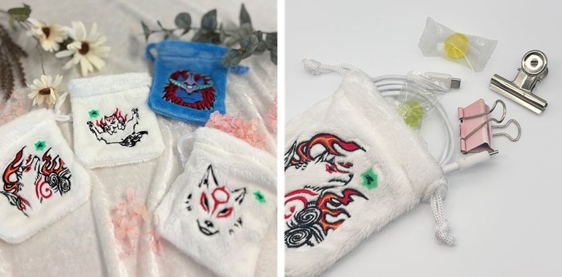 「大神　ふわふわ刺繍巾着（全4種）」使用例