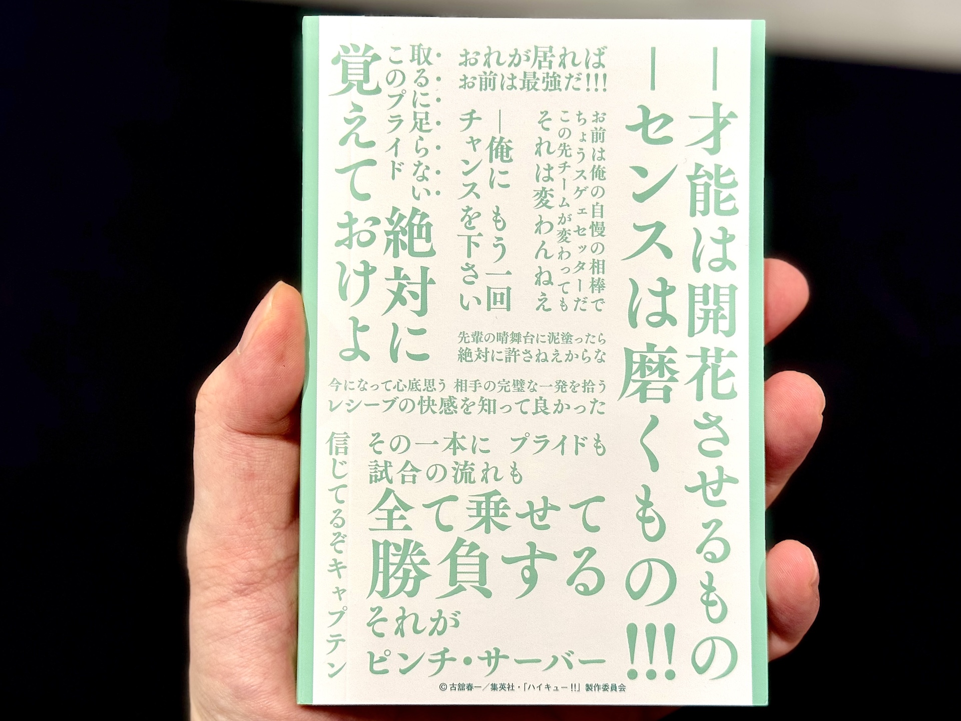裏表紙には名台詞などが散りばめられていて、これまたグッとくる