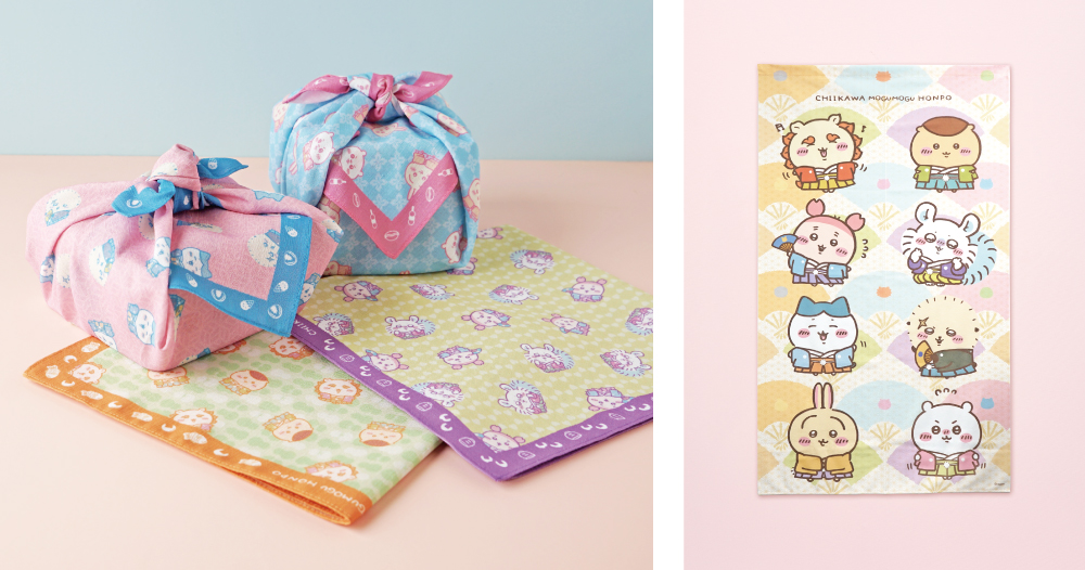 （左）「小風呂敷（全4種）」価格：各1,320円/（右）「のれん」価格：3,850円