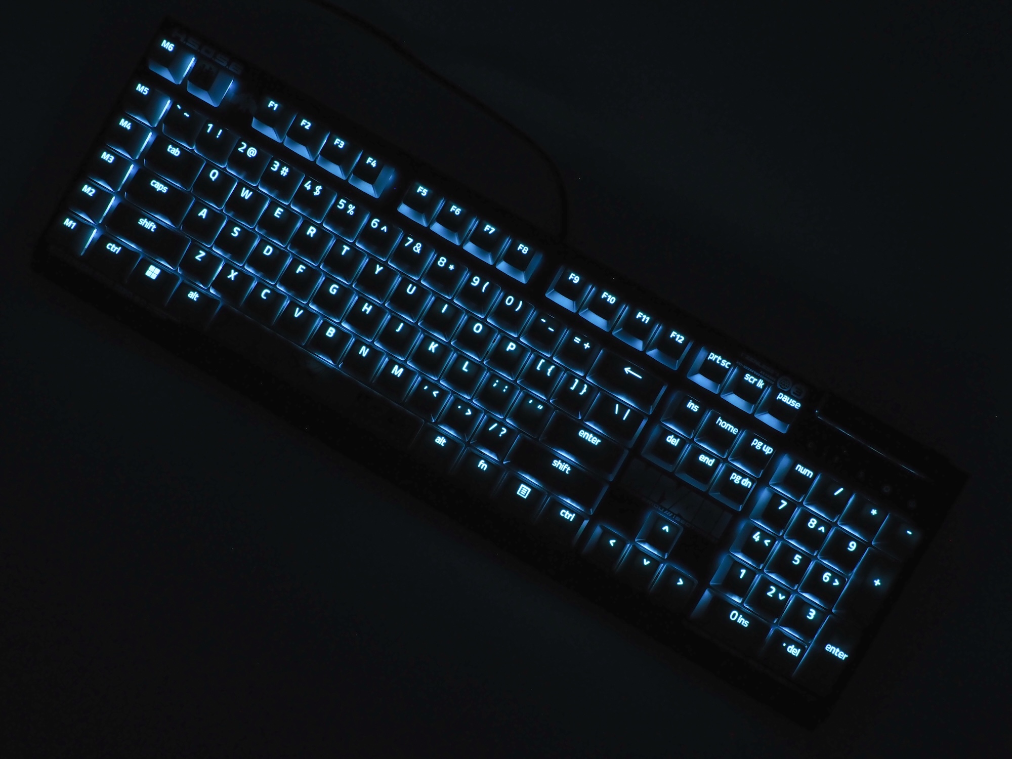 キーキャップはダブルショットABSで、ESCキーとスペースキー以外は透過仕様となっている