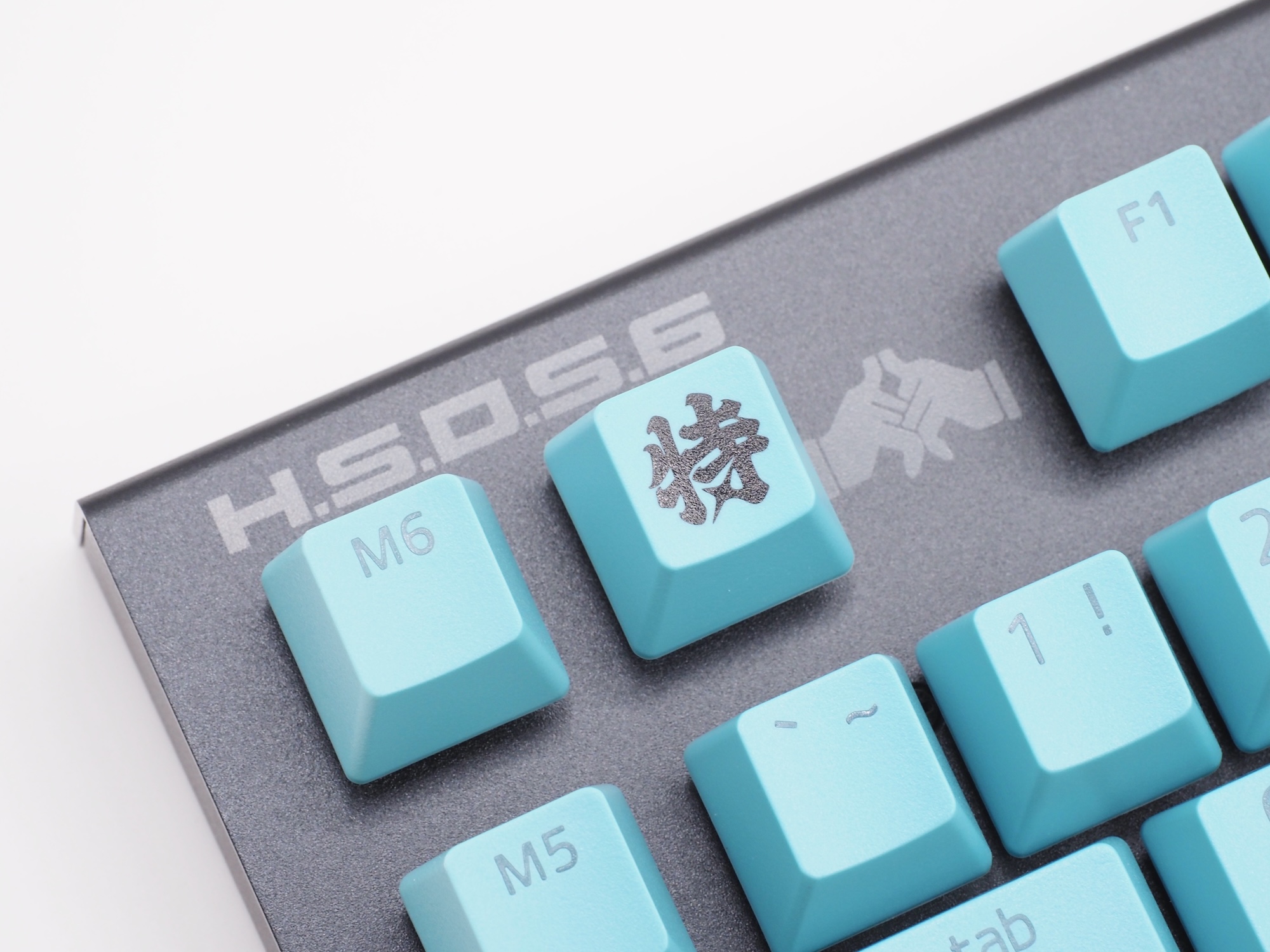 筐体左上には星見雅のハンドサイン、対ホロウ6課を示す「H.S.O.S.6」の文字をプリント。ESCキーは特別行動部のロゴ「特」をデザイン