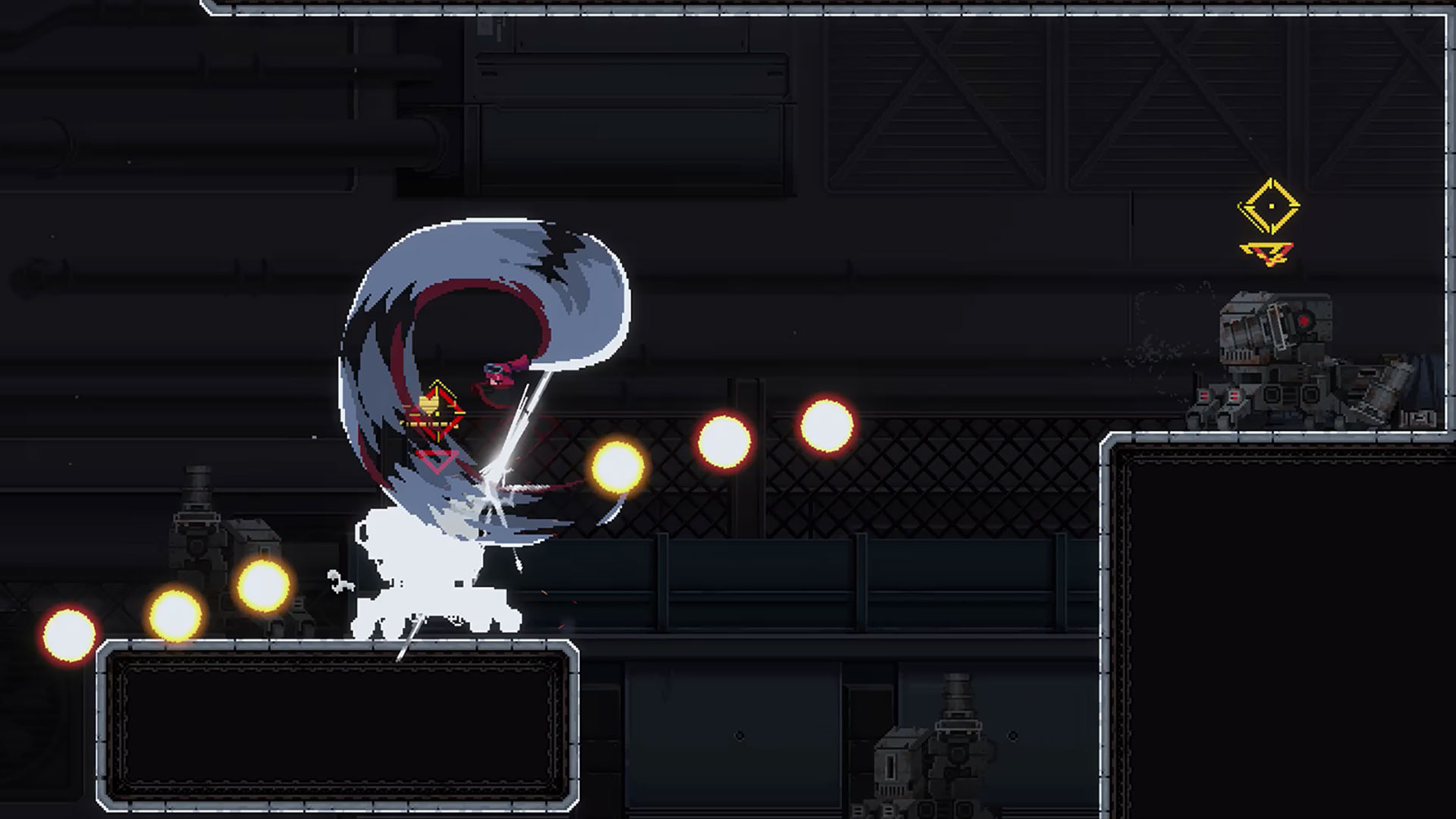 敵に攻撃を仕掛けるときのアクション。弧を描くように敵にダメージを与えていくことができる