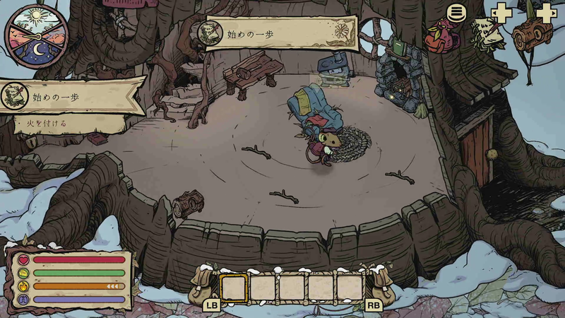 画面左下に様々なステータスゲージが表示されている