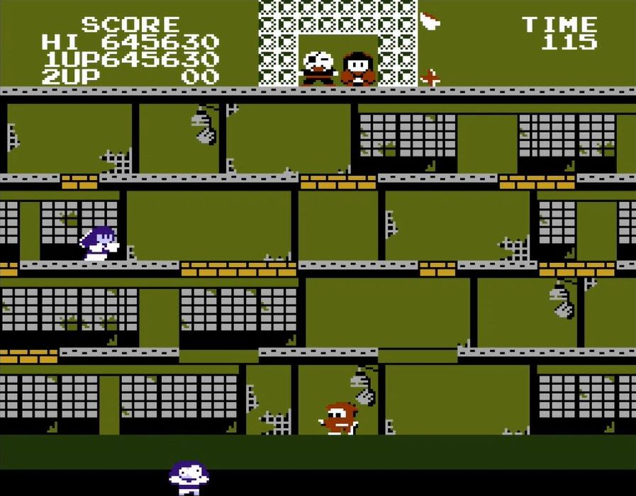 手裏剣を投げて敵を倒し、体当たりした敵が気絶する面白さは、元祖「忍者くん」とまったく同じだ