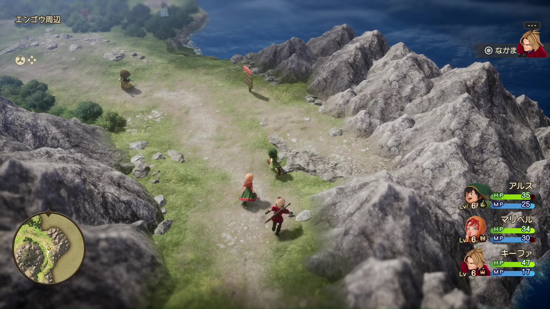 「DQVII R」のフィールド移動シーン。直近に発売されたHD-2Dリメイク作品とは趣がずいぶん異なる