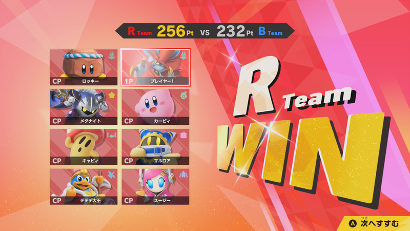 チームでの最終決戦に臨み、見事に赤チーム勝利！