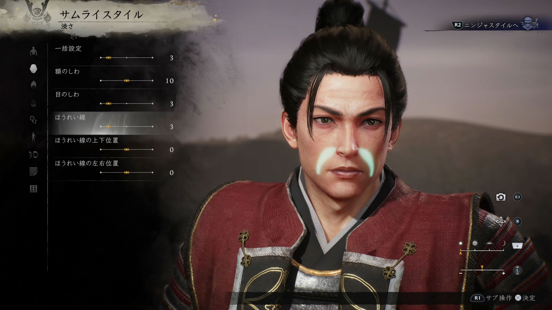 正直にいうと、細かすぎてよくわからないレベルで、それぞれの顔のパーツを設定していくことができる