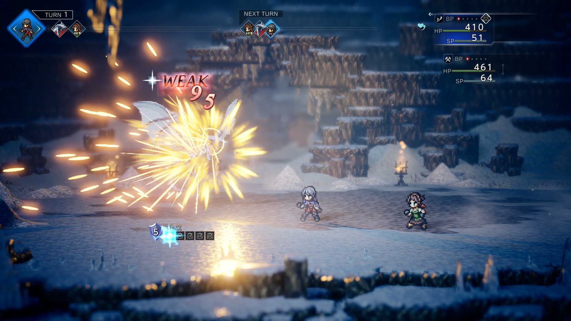 各キャラごとに装備している武器が2種類あり、攻撃時に選択することができる。仲間と被らないように選んで攻撃すれば、敵の弱点割り出しも効率よく進むというもの