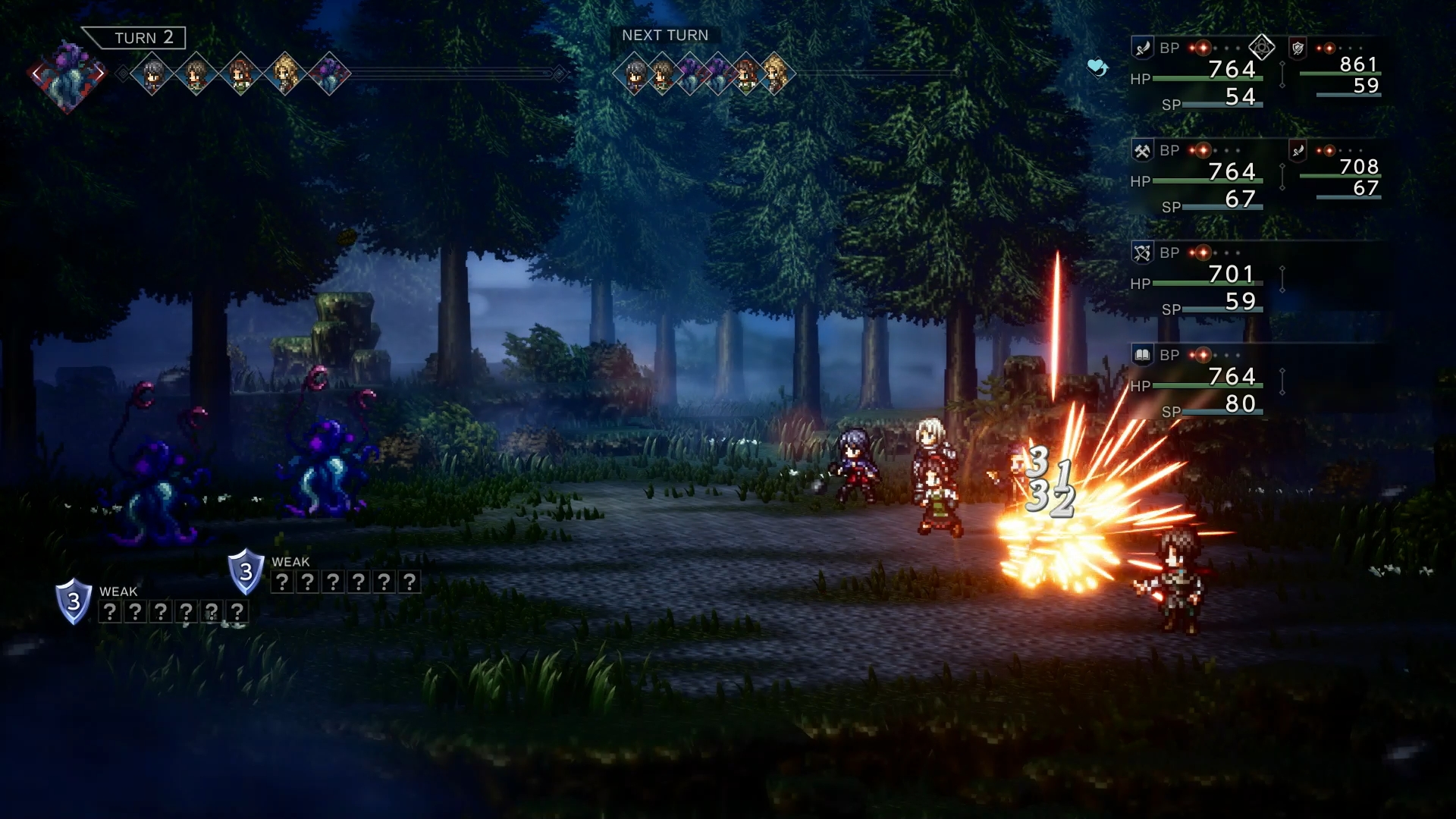 初回エンカウントでは"？"が並んでいるので、ついついすべてを見つけたくなって余計なダメージを負ってしまうことも。しかし弱点を露わにしておけば、後の戦闘が楽になるというメリットがある