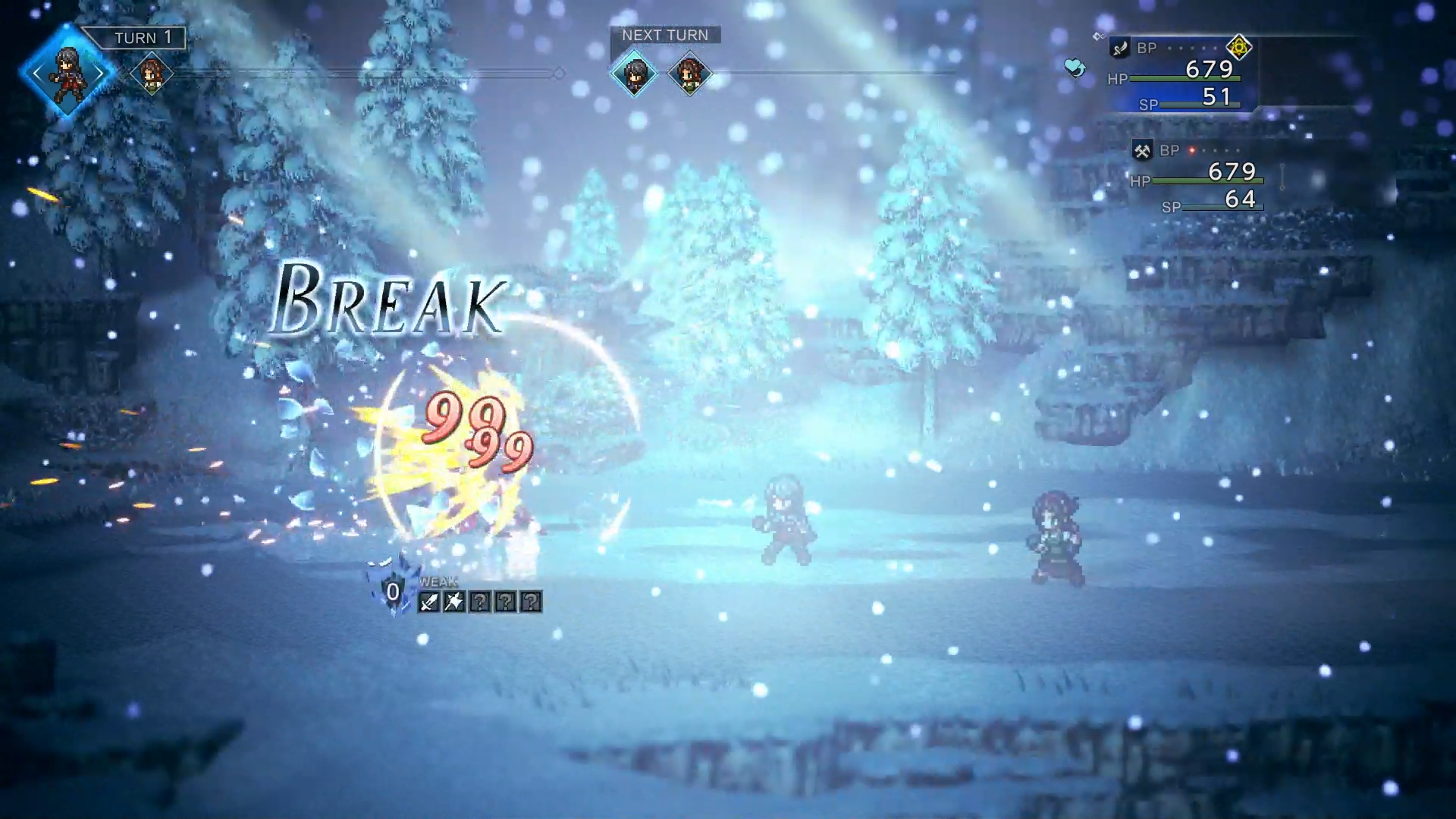 戦闘はBP1の状態で始まるので、敵のシールドポイントが2で弱点を知っている場合は最初のターンでブレイク状態にすることも可能。シールドをブレイクしたときの効果音が、非常に気持ち良く耳に響くのもたまらない