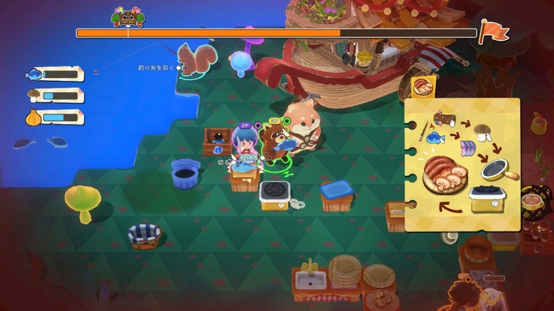 森ステージではキノコを採取してスープ作り